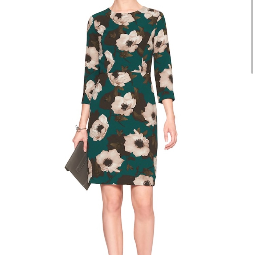 NWOT Banana Republic Teal Magnolia Sheath Dress 0P